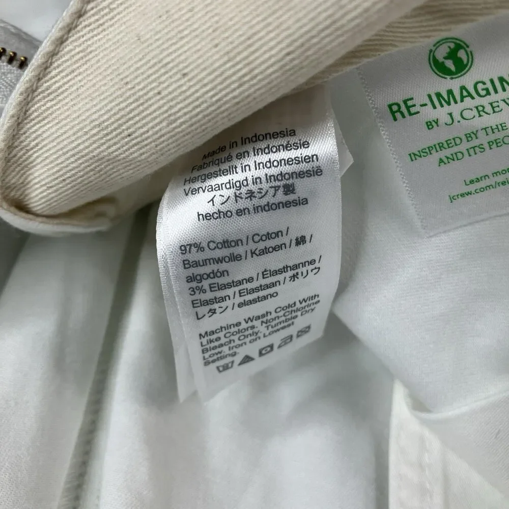 J Crew 770 Chino Pants Mens 34x30 White Straight Fit Stretch Cotton Cuffed AR886